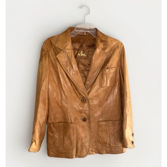Vintage Skin Gear Womens Leather Jacket Coat Two Button Brown Soft Retro Medium - Picture 1 of 15
